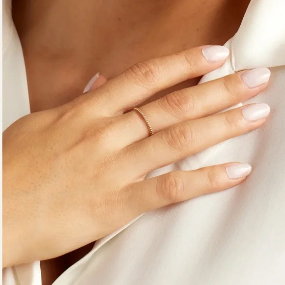 NWTS 14 K Gold Beaded Ring Size 7 - Picture 2 of 5